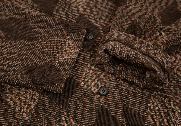 イッセイミヤケペルマネンテISSEY MIYAKE PERMANENTE ダイヤチェックジャガードレイヤードニットジャケット 茶2 K-117319_007
