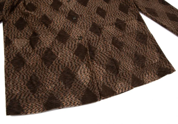 イッセイミヤケペルマネンテISSEY MIYAKE PERMANENTE ダイヤチェックジャガードレイヤードニットジャケット 茶2 K-117319_008