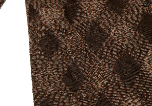 イッセイミヤケペルマネンテISSEY MIYAKE PERMANENTE ダイヤチェックジャガードレイヤードニットジャケット 茶2 K-117319_009