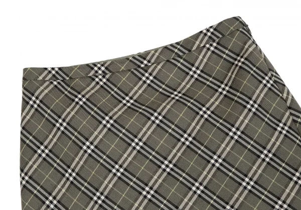 バーバリー ブルーレーベルBURBERRY BLUE LABEL ウールバイアスノバチェックスカート 緑38 K-117345_003