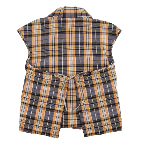 ヴィヴィアンウエストウッド レッドレーベルVivienne Westwood Red Label ハーフラッププルオーバーチェックブラウス オレンジ紺2 K-117346_012