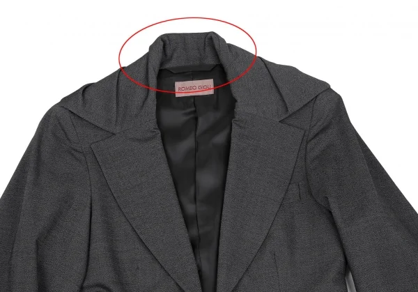 ロメオジリROMEO GIGLI 変形カラーダブルボタンジャケット グレーM位 K-117366_003