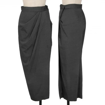 ロメオジリROMEO GIGLI タックデザインラップスカート グレー