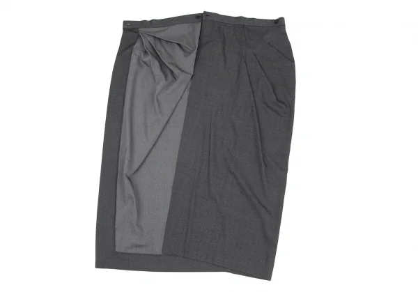 ロメオジリROMEO GIGLI タックデザインラップスカート グレーM位 K-117367_006