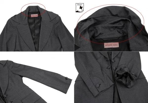 ロメオジリROMEO GIGLI 変形カラーダブルセットアップスーツ グレーM位 K-117368_004