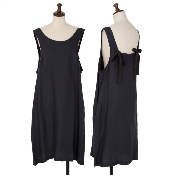 ワイズフォーリビングY's for living テンセルリネンリボンワンピース 紺M位 K-117370_001