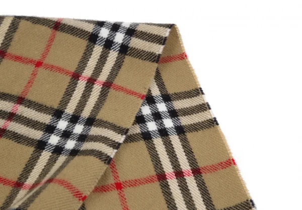 バーバリーズBurberrys ノバチェックウールフリンジマフラー ベージュ K-117379_002