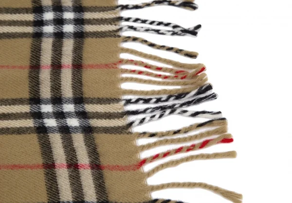 バーバリーズBurberrys ノバチェックウールフリンジマフラー ベージュ K-117379_004