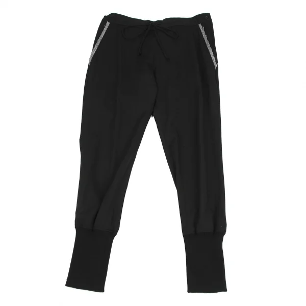 ワイズY's ポケットタブデザインリブ切替ウールギャバパンツ 黒3 K-117385_001