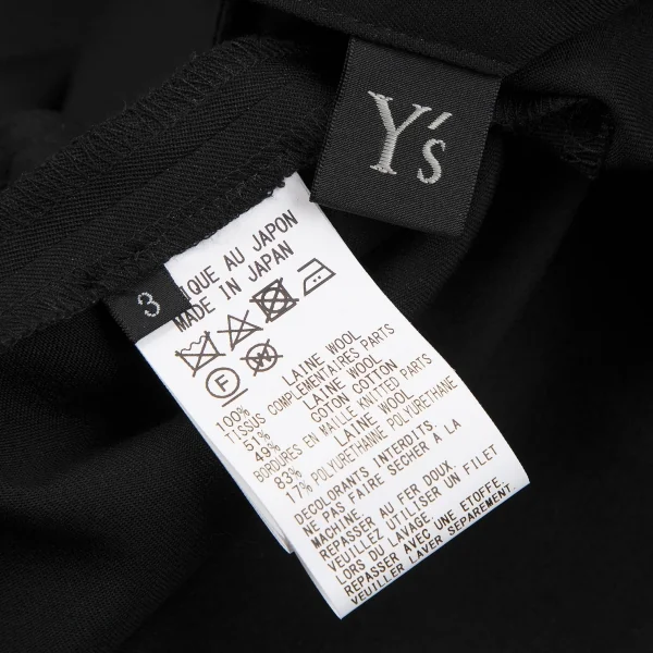 ワイズY's ポケットタブデザインリブ切替ウールギャバパンツ 黒3 K-117385_015