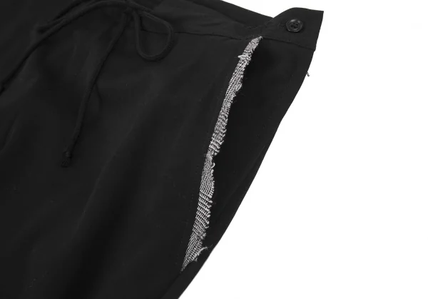 ワイズY's ポケットタブデザインリブ切替ウールギャバパンツ 黒3 K-117385_007