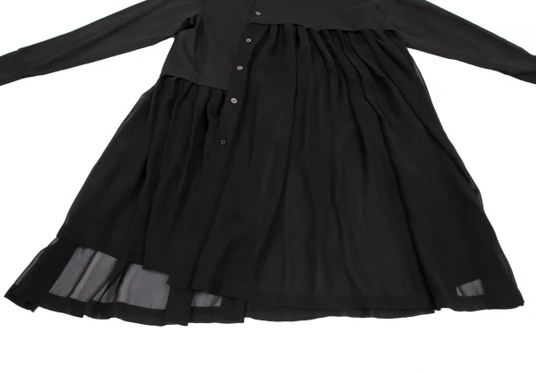 コムデギャルソンCOMME des GARCONS シフォン切替アシンメトリーコットンシャツ 黒XS K-117403_010