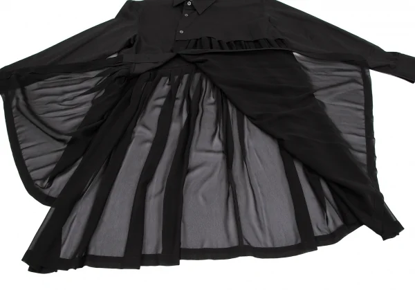 コムデギャルソンCOMME des GARCONS シフォン切替アシンメトリーコットンシャツ 黒XS K-117403_011