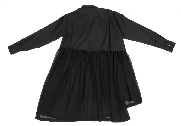 コムデギャルソンCOMME des GARCONS シフォン切替アシンメトリーコットンシャツ 黒XS K-117403_012