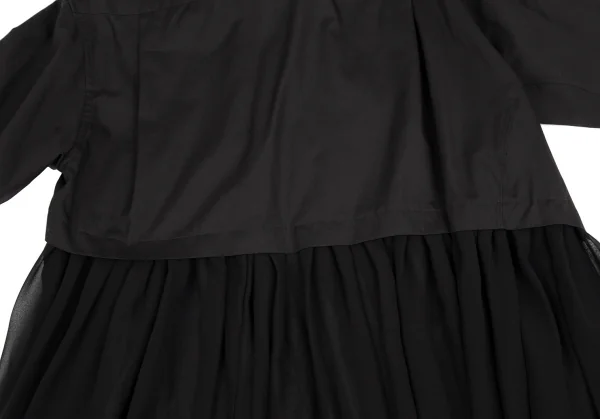 コムデギャルソンCOMME des GARCONS シフォン切替アシンメトリーコットンシャツ 黒XS K-117403_013
