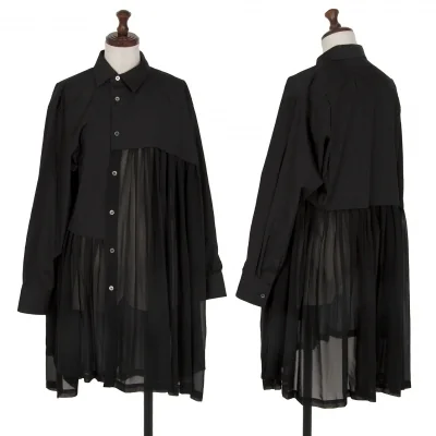 コムデギャルソンCOMME des GARCONS シフォン切替アシンメトリーコットンシャツ