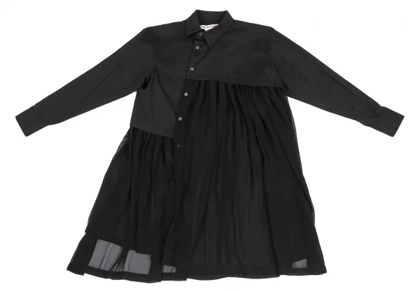 コムデギャルソンCOMME des GARCONS シフォン切替アシンメトリーコットンシャツ 黒XS K-117403_002