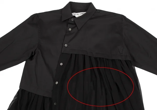 コムデギャルソンCOMME des GARCONS シフォン切替アシンメトリーコットンシャツ 黒XS K-117403_003