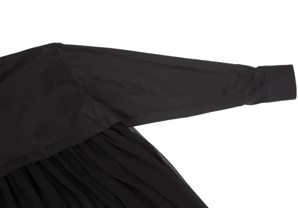 コムデギャルソンCOMME des GARCONS シフォン切替アシンメトリーコットンシャツ 黒XS K-117403_007