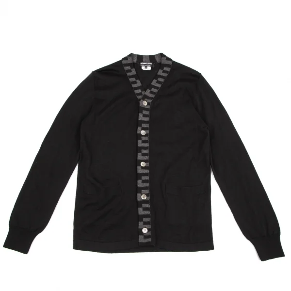コムデギャルソン オムドゥCOMME des GARCONS HOMME DEUX 幾何学テーピングニットカーディガン 黒M K-117418_001