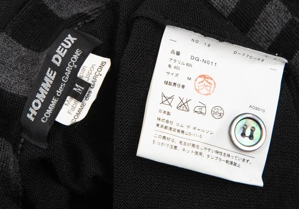 コムデギャルソン オムドゥCOMME des GARCONS HOMME DEUX 幾何学テーピングニットカーディガン 黒M K-117418_012