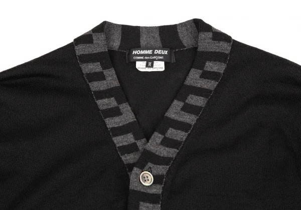 コムデギャルソン オムドゥCOMME des GARCONS HOMME DEUX 幾何学テーピングニットカーディガン 黒M K-117418_002