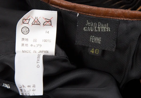 ジャンポールゴルチエ ファムJean Paul GAULTIER FEMME バイカラーコーデュロイラップスカート 黒茶40 K-117437_013