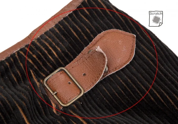 ジャンポールゴルチエ ファムJean Paul GAULTIER FEMME バイカラーコーデュロイラップスカート 黒茶40 K-117437_005