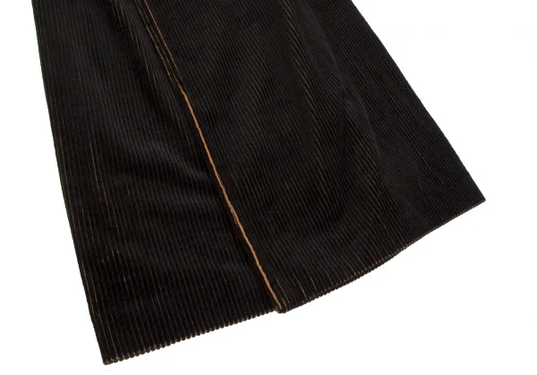 ジャンポールゴルチエ ファムJean Paul GAULTIER FEMME バイカラーコーデュロイラップスカート 黒茶40 K-117437_006
