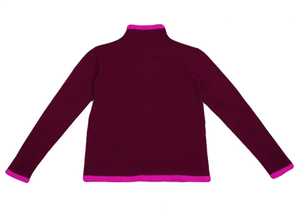 イッセイミヤケISSEY MIYAKEストレッチニット配色ハイネックカットソー ボルドーピンクM K-117439_002