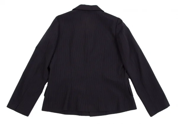 ローブドシャンブル コムデギャルソンrobe de chambre COMME des GARCONS ウールピンストライプ丸襟ジャケット 紺S位 K-117443_013