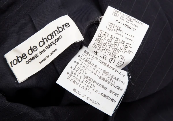 ローブドシャンブル コムデギャルソンrobe de chambre COMME des GARCONS ウールピンストライプ丸襟ジャケット 紺S位 K-117443_016