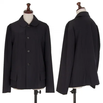 ローブドシャンブル コムデギャルソンrobe de chambre COMME des GARCONS ウールピンストライプ丸襟ジャケット