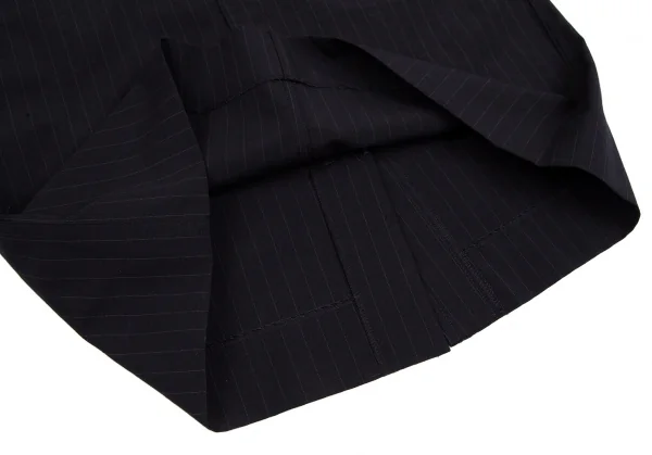 ローブドシャンブル コムデギャルソンrobe de chambre COMME des GARCONS ウールピンストライプ丸襟セットアップスーツ 紺S位・S K-117445_015