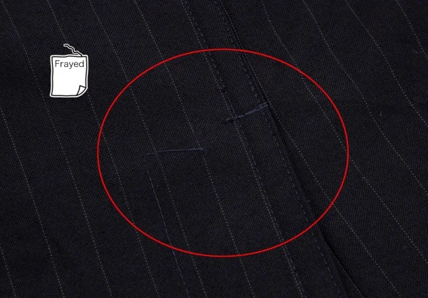 ローブドシャンブル コムデギャルソンrobe de chambre COMME des GARCONS ウールピンストライプ丸襟セットアップスーツ 紺S位・S K-117445_017