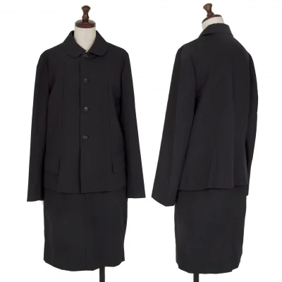 ローブドシャンブル コムデギャルソンrobe de chambre COMME des GARCONS ウールピンストライプ丸襟セットアップスーツ
