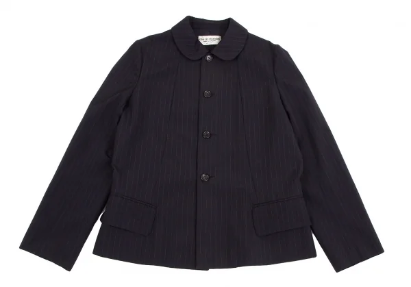 ローブドシャンブル コムデギャルソンrobe de chambre COMME des GARCONS ウールピンストライプ丸襟セットアップスーツ 紺S位・S K-117445_003