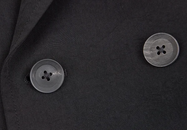 ヨウジヤマモト プールオムYohji Yamamoto POUR HOMME 片袖グラフィックベロア切替ピークドフレアドレスコート 黒1 K-117457_004