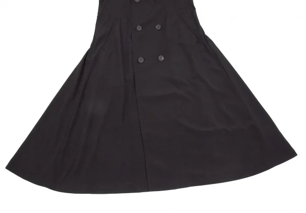 ヨウジヤマモト プールオムYohji Yamamoto POUR HOMME 片袖グラフィックベロア切替ピークドフレアドレスコート 黒1 K-117457_009