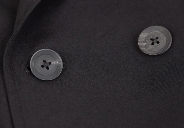 ヨウジヤマモト プールオムYohji Yamamoto POUR HOMME 片袖グラフィックベロア切替ピークドフレアドレスコート 黒1 K-117457_011