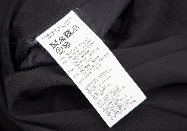 ヨウジヤマモト プールオムYohji Yamamoto POUR HOMME 片袖グラフィックベロア切替ピークドフレアドレスコート 黒1 K-117457_017