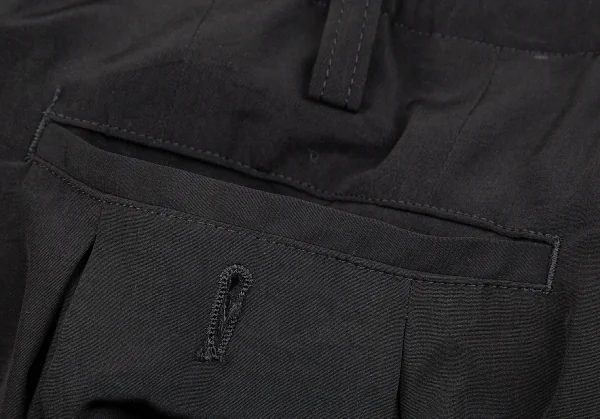 ヨウジヤマモト プールオムYohji Yamamoto POUR HOMME タキシードワイドタックゴムハーフパンツ 黒3 K-117458_011