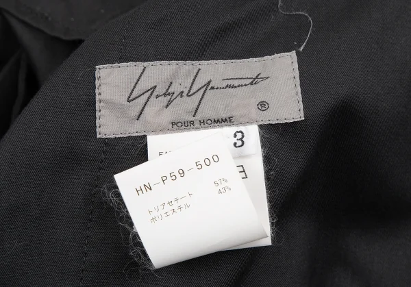 ヨウジヤマモト プールオムYohji Yamamoto POUR HOMME タキシードワイドタックゴムハーフパンツ 黒3 K-117458_014