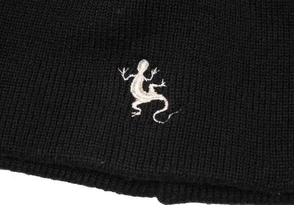 アニエスベーagnes b リザードワンポイント刺繍ニットキャップ 黒 K-117500_006
