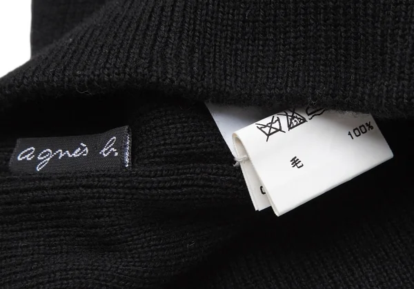 アニエスベーagnes b リザードワンポイント刺繍ニットキャップ 黒 K-117500_009