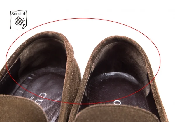 グッチGUCCI スウェードメタルプレートローファー 茶37.5(24) K-117503_010