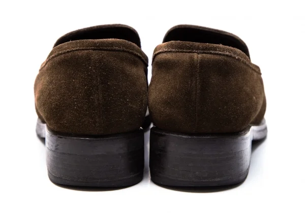 グッチGUCCI スウェードメタルプレートローファー 茶37.5(24) K-117503_011