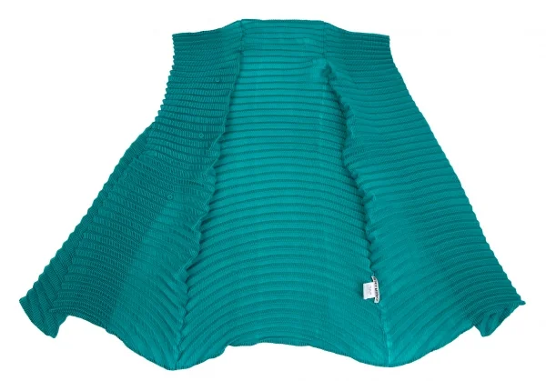 イッセイミヤケISSEY MIYAKE ジグザグプリーツハイネックブラウス エメラルドグリーン2 K-117514_010