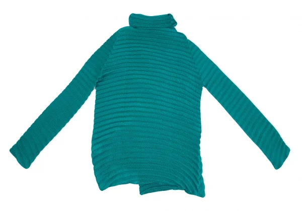 イッセイミヤケISSEY MIYAKE ジグザグプリーツハイネックブラウス エメラルドグリーン2 K-117514_011
