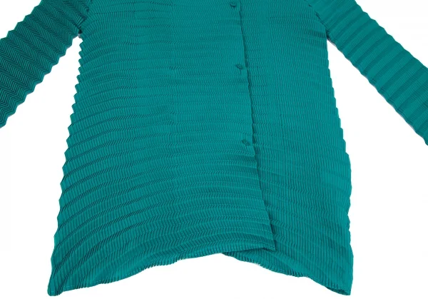 イッセイミヤケISSEY MIYAKE ジグザグプリーツハイネックブラウス エメラルドグリーン2 K-117514_008